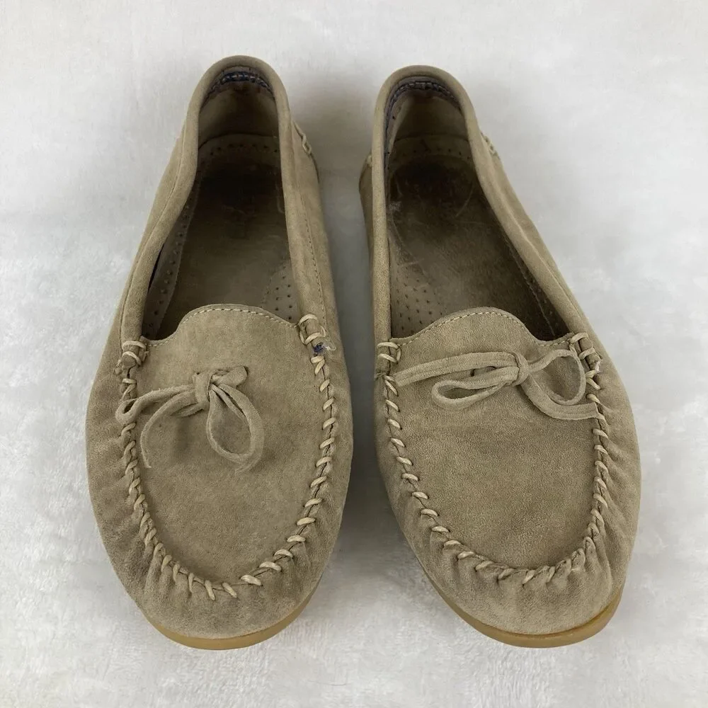 LL Bean Brown Suede Slip-On Moccasins Loafers Driving Shoes Womans 7.5 M Comfort